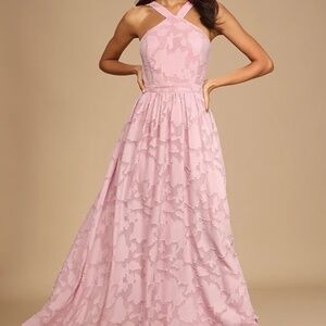 Lulus Love And Beyond Mauve Pink Burnout Floral Maxi Dress - Size M